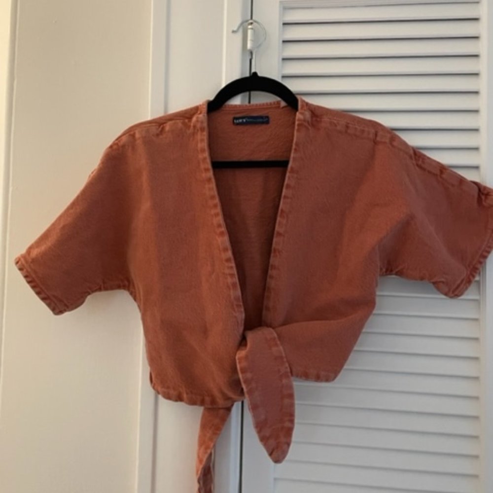 Levi's burnt orange denim crop top - small
